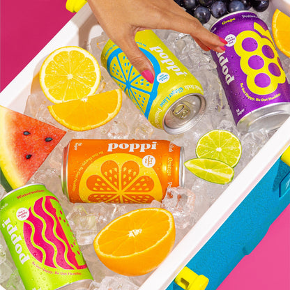 POPPI Sparkling Prebiotic Soda, Beverages w/Apple Cider Vinegar, Seltzer Water & Juice