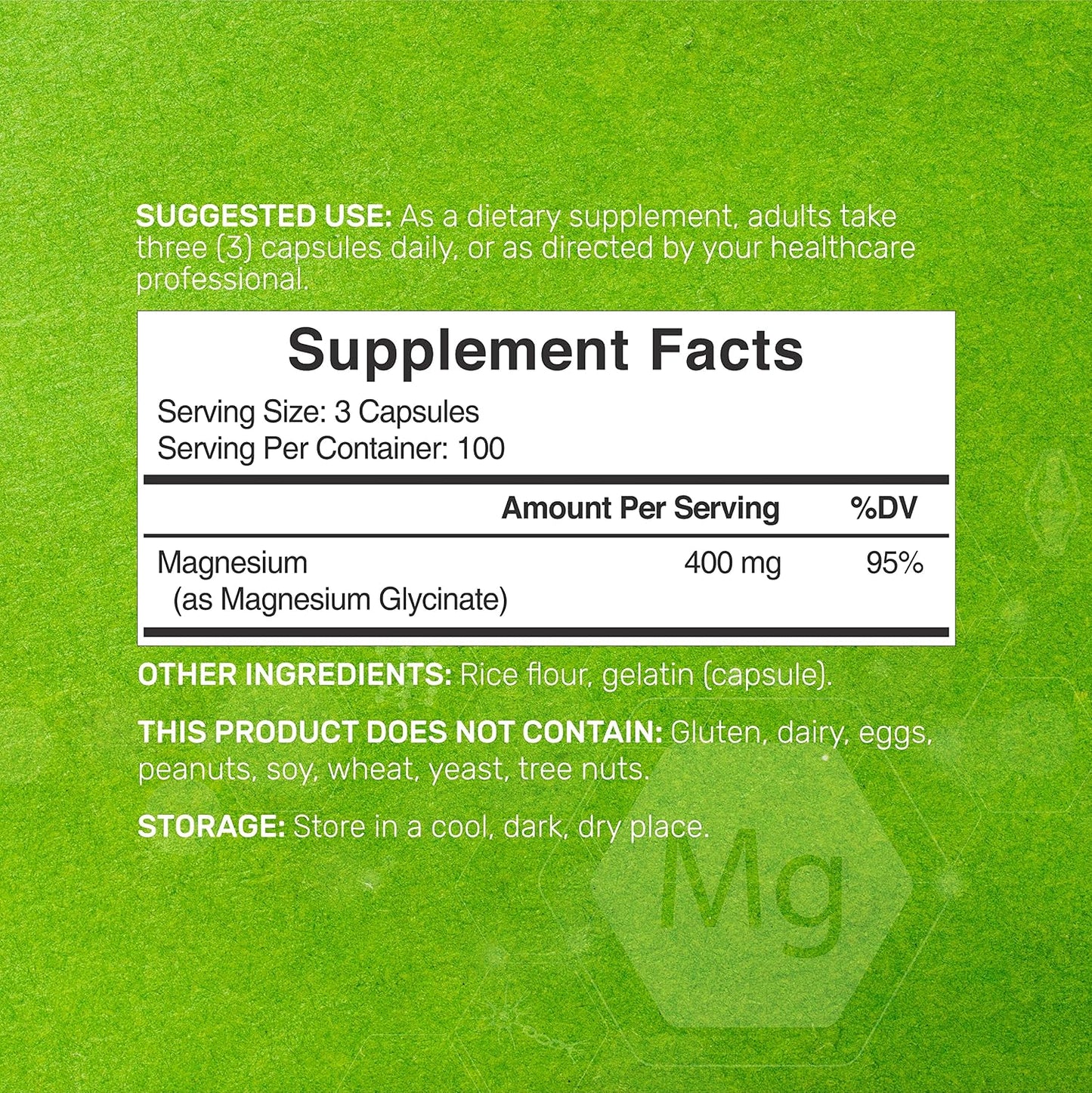 Magnesium Glycinate 400mg, 300 Capsules | 100% Chelated for Easy Absorption | Essential Mineral Supplement for Muscle, Sleep, & Heart Health*