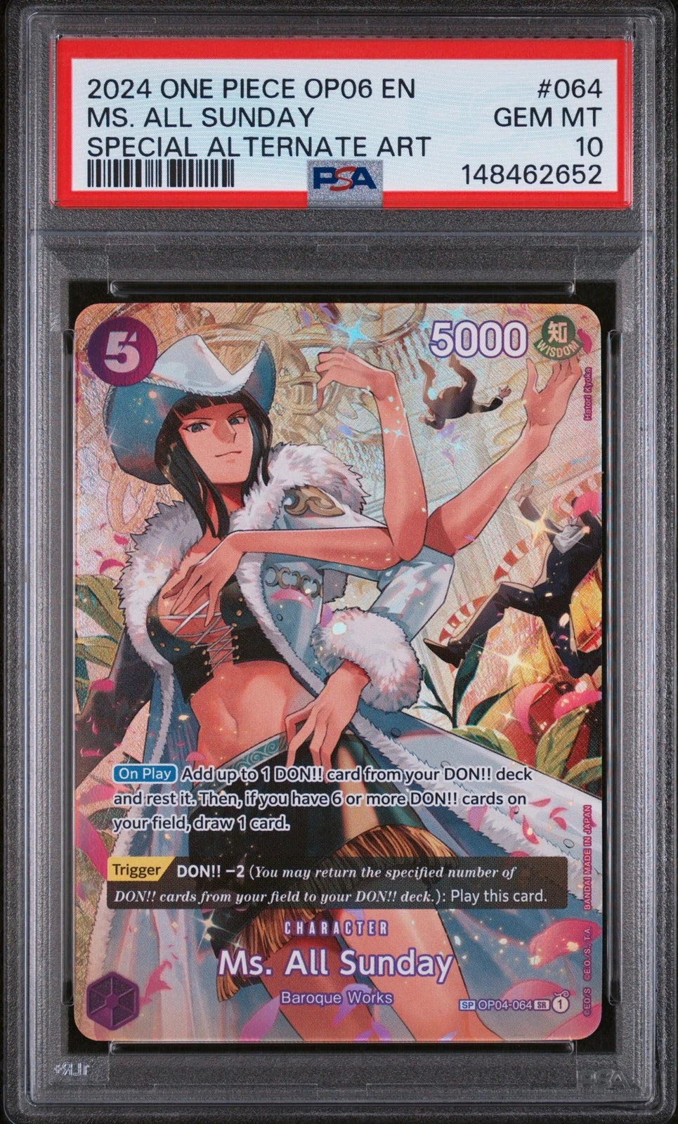 2024 ONE PIECE OP06-WINGS OF THE CAPTAIN #064 MS. ALL SUNDAY PSA GEM MT 10